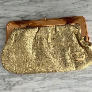 1970s gold disco clutch / crossbody convertible